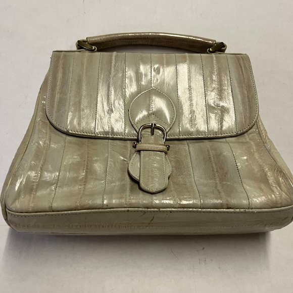 Vintage Handbags - Vintage Women's Satchel Ivory Eel Skin